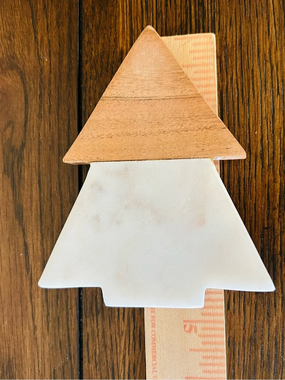 Marble & Wood Tree Coasters - White and Brown Holiday Set